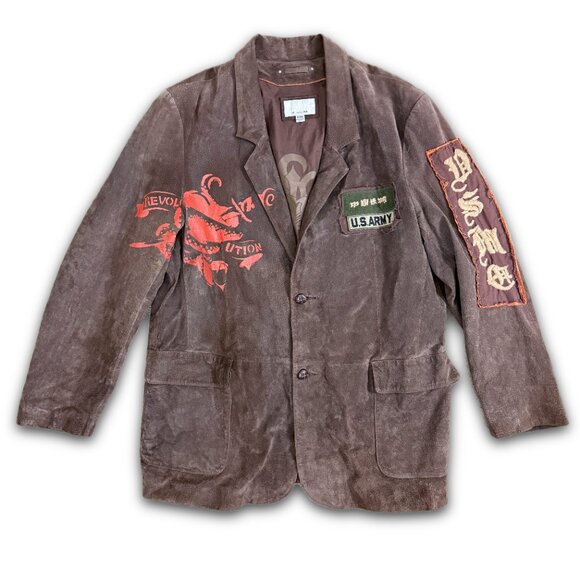 Wilsons Leather M. Julian Brown Suede Military Inspired Jacket Sz XXL Button Up - Picture 8 of 8